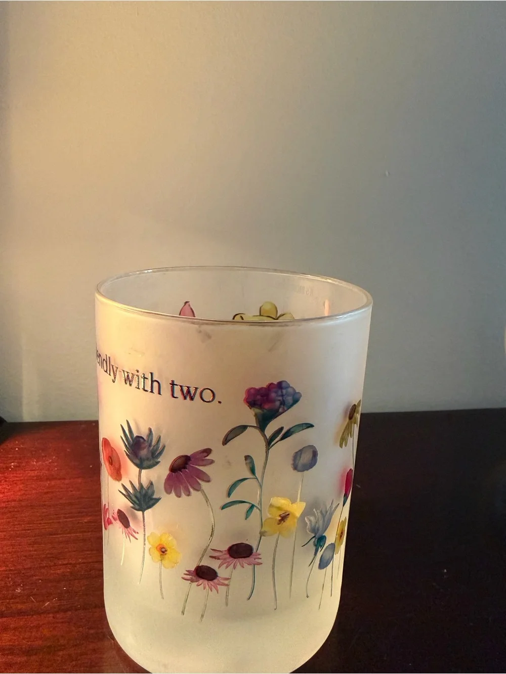 Disney Winnie the Pooh Piglet Frosted Glass Tumbler Cup “Friendly With Two”